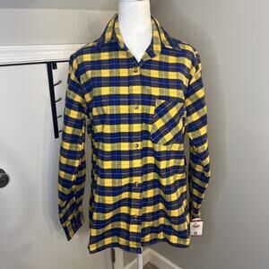 Johnson Woolen Mills Women’s Green Mountain Flannel Blue & Yellow M Grunge 90s